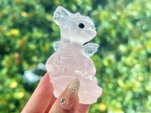 3.2" Natural Rose Quartz Hand Carved Dragon,Crystal Quartz Dragon Skull,Dragon Carving,Energy crystal,Reiki healing,Home Decor,Crystal gift