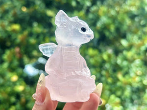 3.2" Natural Rose Quartz Hand Carved Dragon,Crystal Quartz Dragon Skull,Dragon Carving,Energy crystal,Reiki healing,Home Decor,Crystal gift