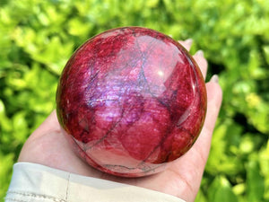 Red Moon Stone Hand Carved Sphere,Quartz Crystal,Red Moon Stone Ball,Home Decor,Energy Crystal ball,Crystal Gift+Free Base 1PC