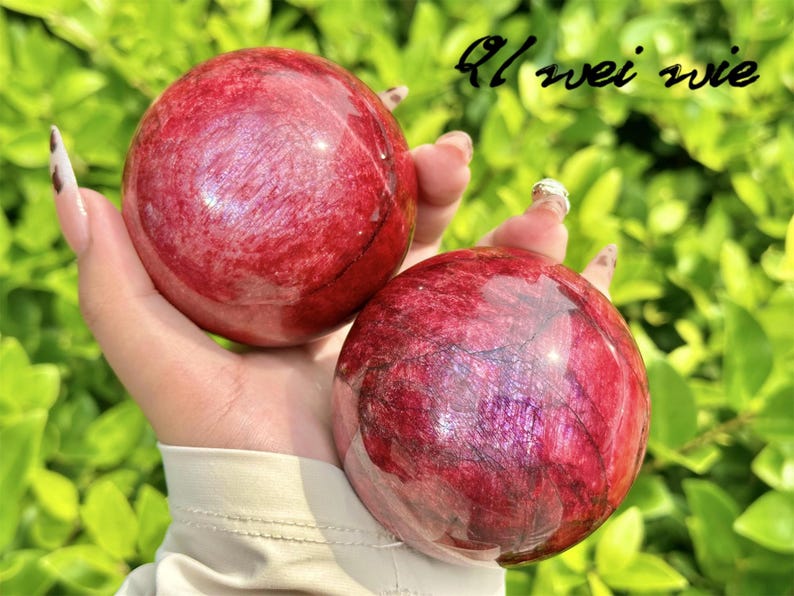 Red Moon Stone Hand Carved Sphere,Quartz Crystal,Red Moon Stone Ball,Home Decor,Energy Crystal ball,Crystal Gift+Free Base 1PC