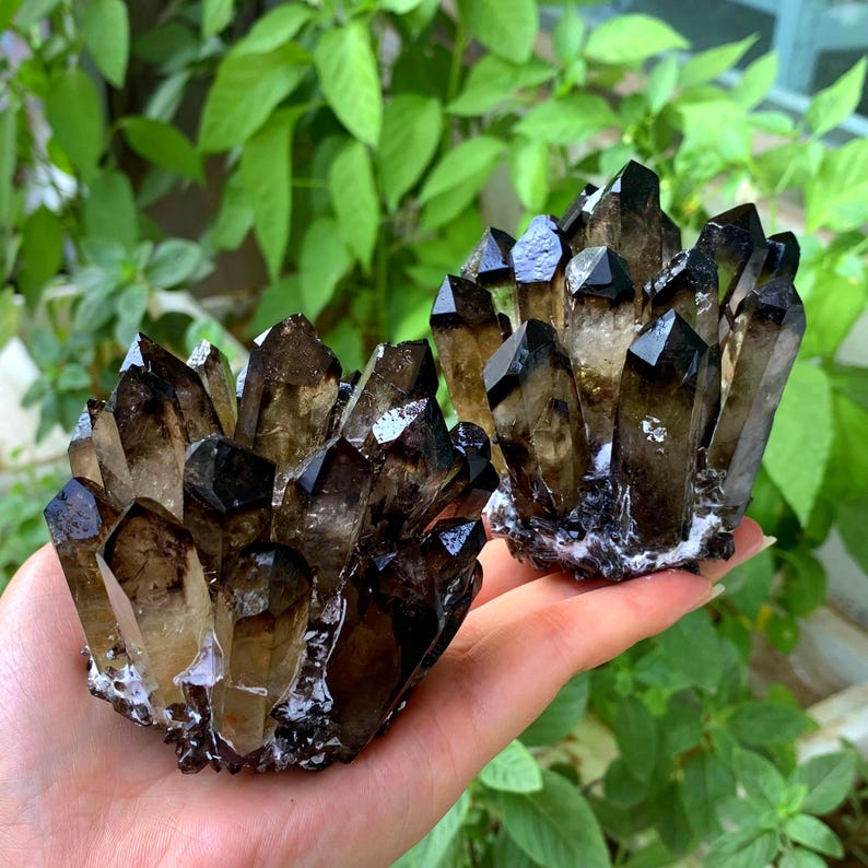 320g+ Smoky Quartz Cluster Crystal,Quartz Point VUG,Mineral Specimen,Healing Degaussing,Decor Collection,Crystal Gifts,Reiki Healing