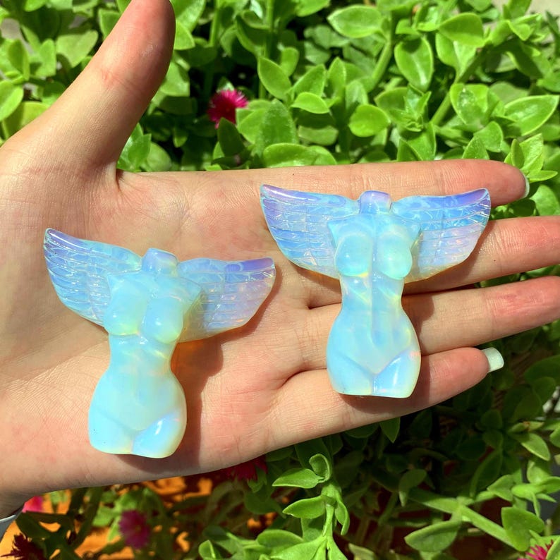 2.3" White Opalite Goddess Model,Angel Model Body,Crystal Heal,Crystal Energy Sculpture,Reiki HeaL,Home decoration,Crystal Gifts 1PC