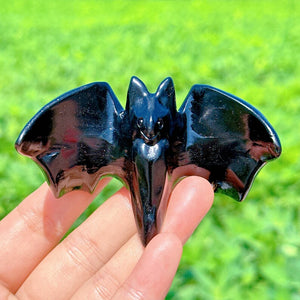 Obsidian Bat,Crystal Bat Figurine ,Natural Obsidian Bat,Decorative Halloween Crystal,Reiki Healing,Bat Decoration,Halloween Gift