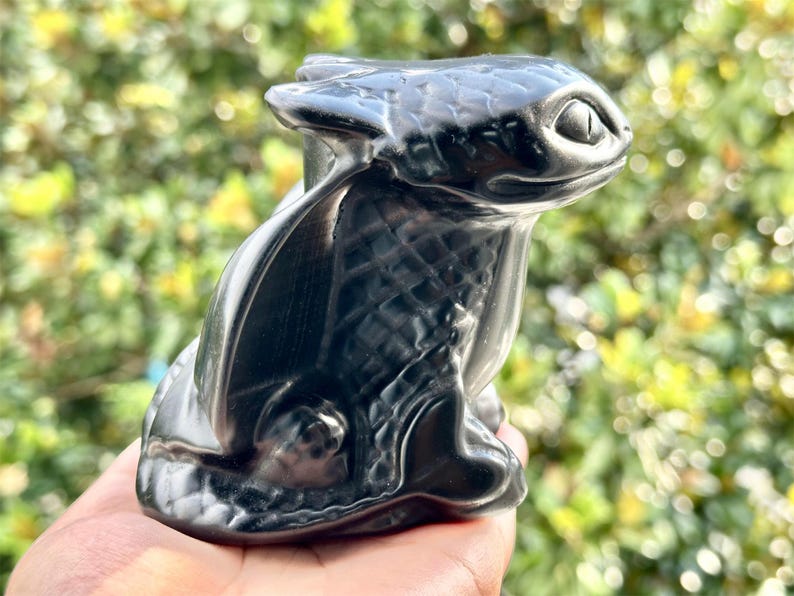4.2" Natural Obsidian Hand Carved Toothless,Crystal Dragon,Toothless Carving,Reiki Healing Crystal,Energy crystal,Home Decor,Crystal Gifts