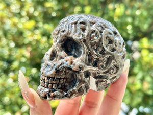 3.4" Natural Yooperlite Hand Carved Cerebrum Skull,Crystal quartz Skull,Skull Carving,Energy crystal,Reiki healing,Home Decor,Crystal gifts