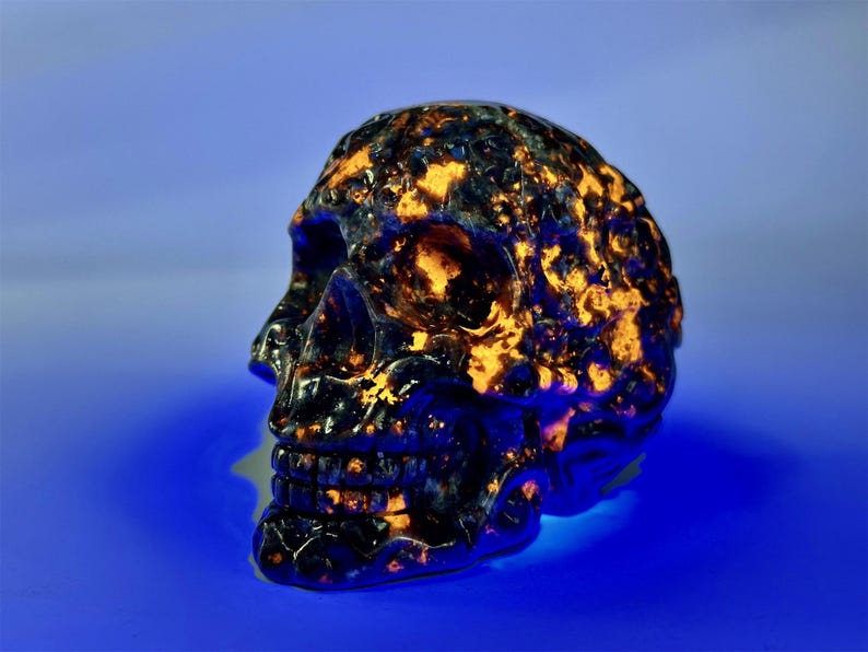 3.4" Natural Yooperlite Hand Carved Cerebrum Skull,Crystal quartz Skull,Skull Carving,Energy crystal,Reiki healing,Home Decor,Crystal gifts