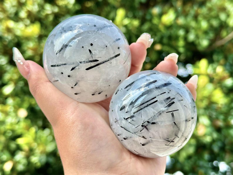 1PC 50mm+ Natural Tourmaline Sphere,Quartz Crystal,Crystal Ball Carving,Reiki Healing Crystal,Home Decor,Energy Crystal,Crystal gifts 1PC