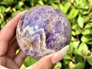 Natural Dream Purple Hand Carved Sphere,Quartz Crystal,Dream Purple Ball,Home Decor,Reiki Healing,Energy Crystal ball,Crystal Gift+Free Base