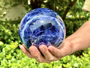 120MM+ Natural Sodalite Hand Carved Sphere,Quartz Crystal Ball,Blue Sodalite Ball,Home Decor,Energy Crystal Ball,Crystal Gifts 1PC