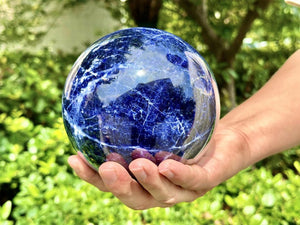 120MM+ Natural Sodalite Hand Carved Sphere,Quartz Crystal Ball,Blue Sodalite Ball,Home Decor,Energy Crystal Ball,Crystal Gifts 1PC