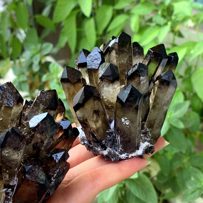 320g+ Smoky Quartz Cluster Crystal,Quartz Point VUG,Mineral Specimen,Healing Degaussing,Decor Collection,Crystal Gifts,Reiki Healing