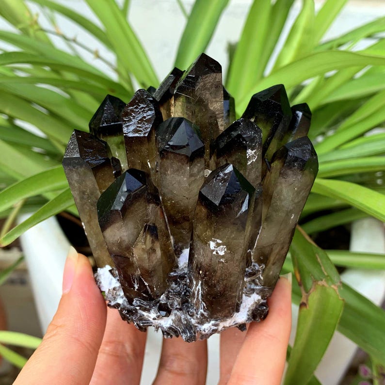 320g+ Smoky Quartz Cluster Crystal,Quartz Point VUG,Mineral Specimen,Healing Degaussing,Decor Collection,Crystal Gifts,Reiki Healing