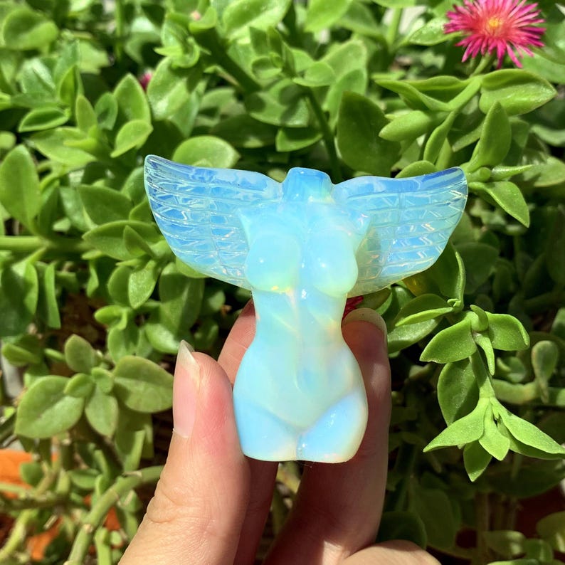2.3" White Opalite Goddess Model,Angel Model Body,Crystal Heal,Crystal Energy Sculpture,Reiki HeaL,Home decoration,Crystal Gifts 1PC