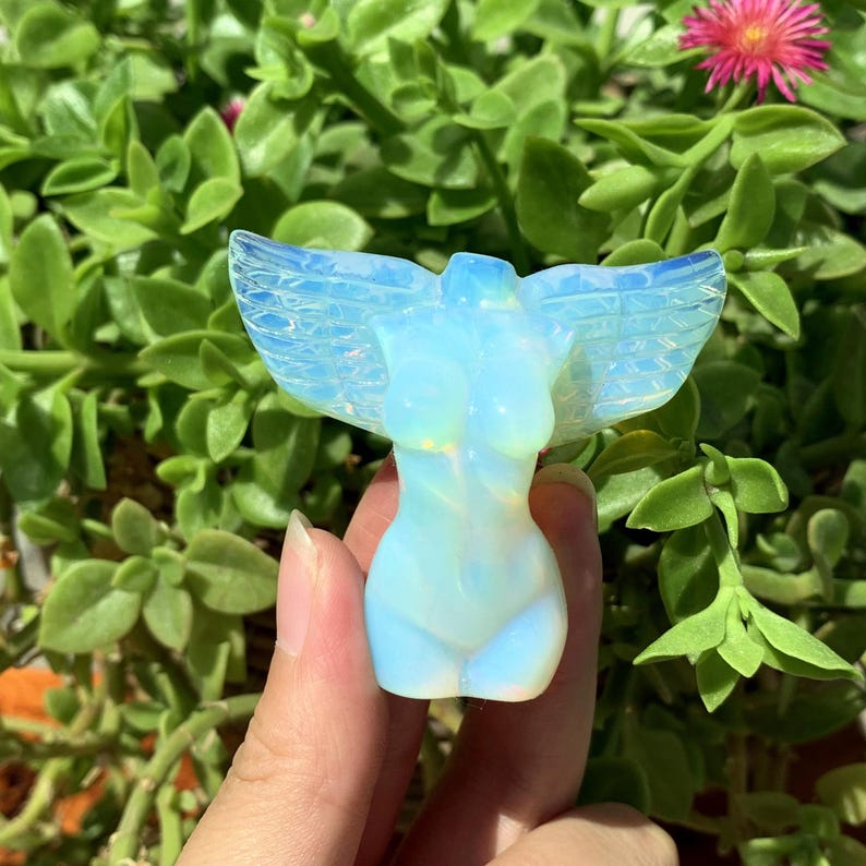2.3" White Opalite Goddess Model,Angel Model Body,Crystal Heal,Crystal Energy Sculpture,Reiki HeaL,Home decoration,Crystal Gifts 1PC