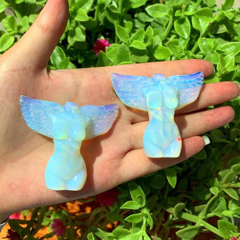 2.3" White Opalite Goddess Model,Angel Model Body,Crystal Heal,Crystal Energy Sculpture,Reiki HeaL,Home decoration,Crystal Gifts 1PC