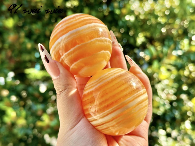 Natural Geode Stone Hand Carved Sphere,Quartz Crystal,Yellow Calcite Ball,Home Decor,Energy Crystal ball,Crystal Gift+Free Base 1PC