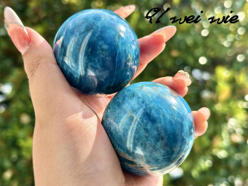 5CM+Natural Apatite Hand Carved Sphere,Quartz Crystal,Apatite Ball,Home Decor,Reiki Healing,Energy Crystal ball,Crystal Gift+Free Base 1PC