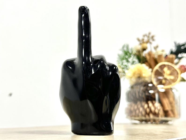 4" Natural Obsidian Carved Middle Finger,Crystal Finger Carving,one-finger salute,Fun gift,Reiki Healing Crystal,Home Decor,Crystal Gift 1PC
