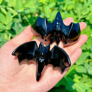 Obsidian Bat,Crystal Bat Figurine ,Natural Obsidian Bat,Decorative Halloween Crystal,Reiki Healing,Bat Decoration,Halloween Gift