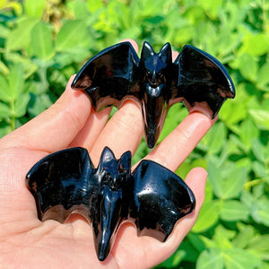 Obsidian Bat,Crystal Bat Figurine ,Natural Obsidian Bat,Decorative Halloween Crystal,Reiki Healing,Bat Decoration,Halloween Gift