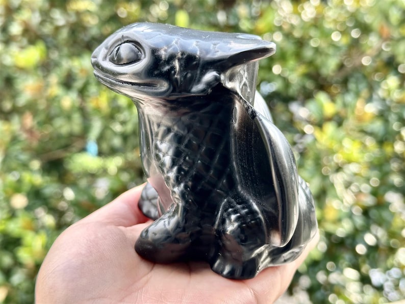 4.2" Natural Obsidian Hand Carved Toothless,Crystal Dragon,Toothless Carving,Reiki Healing Crystal,Energy crystal,Home Decor,Crystal Gifts