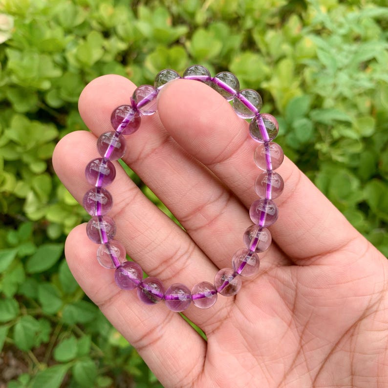 Glamorous 8 mm Ametrine Bead Bracelet - Ametrine Jewelry - Timeless Purple Crystal Jewelry for Women, Protection Bracelet,Energy Bracelet