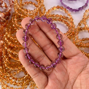 Glamorous 8 mm Ametrine Bead Bracelet - Ametrine Jewelry - Timeless Purple Crystal Jewelry for Women, Protection Bracelet,Energy Bracelet