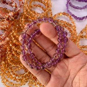 Glamorous 8 mm Ametrine Bead Bracelet - Ametrine Jewelry - Timeless Purple Crystal Jewelry for Women, Protection Bracelet,Energy Bracelet