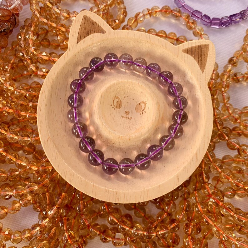 Glamorous 8 mm Ametrine Bead Bracelet - Ametrine Jewelry - Timeless Purple Crystal Jewelry for Women, Protection Bracelet,Energy Bracelet