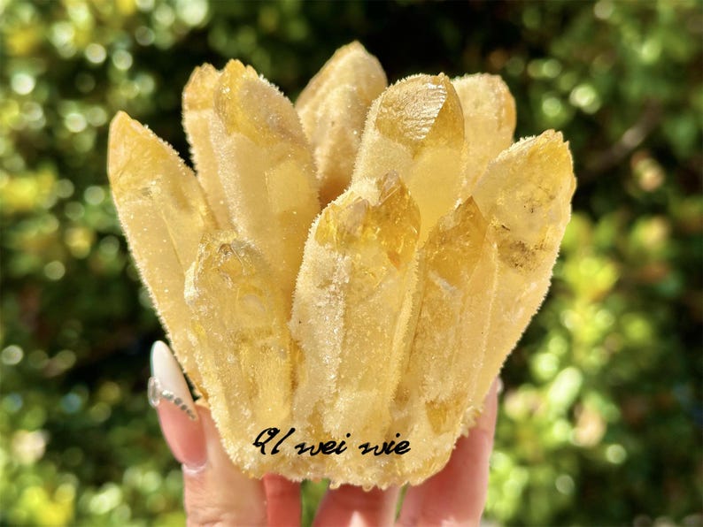 Yellow Crystal Quartz Cluster,Cluster Crystal,Quartz Point VUG,Home Decor,Energy Crystal,Reiki healing,Carved Cluster,Crystal gift 1PC
