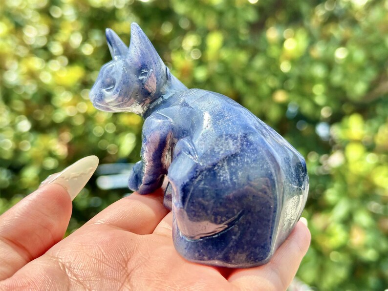 4" Natural Blue Aventurine Hand Carved Elf Cat,Crystal quartz Elf,Cat Carving,Energy crystal,Reiki healing,Home Decor,Crystal gifts 1PC