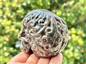 3.4" Natural Yooperlite Hand Carved Cerebrum Skull,Crystal quartz Skull,Skull Carving,Energy crystal,Reiki healing,Home Decor,Crystal gifts