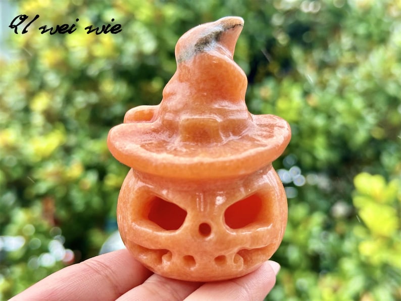 3" Natural Sun Stone Hand Carved Pumpkin Skull,Crystal quartz Skull,Skull Carving,Energy crystal,Reiki healing,Home Decor,Crystal gifts