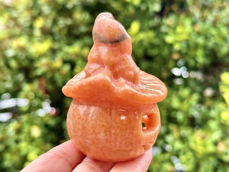 3" Natural Sun Stone Hand Carved Pumpkin Skull,Crystal quartz Skull,Skull Carving,Energy crystal,Reiki healing,Home Decor,Crystal gifts