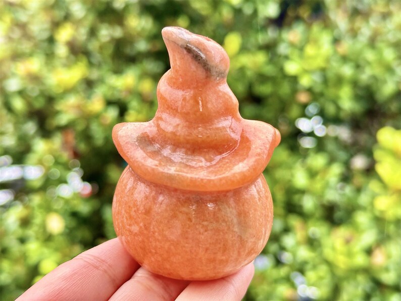3" Natural Sun Stone Hand Carved Pumpkin Skull,Crystal quartz Skull,Skull Carving,Energy crystal,Reiki healing,Home Decor,Crystal gifts