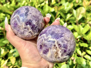 Natural Dream Purple Hand Carved Sphere,Quartz Crystal,Dream Purple Ball,Home Decor,Reiki Healing,Energy Crystal ball,Crystal Gift+Free Base