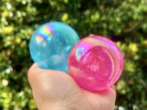 6CM+ Natural Electroplate (Red/Blue）Clear Quartz Carved Sphere,Quartz Crystal Ball,Electroplate Ball,Home Decor,Crystal ball gift +Free Base