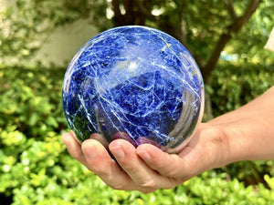 120MM+ Natural Sodalite Hand Carved Sphere,Quartz Crystal Ball,Blue Sodalite Ball,Home Decor,Energy Crystal Ball,Crystal Gifts 1PC