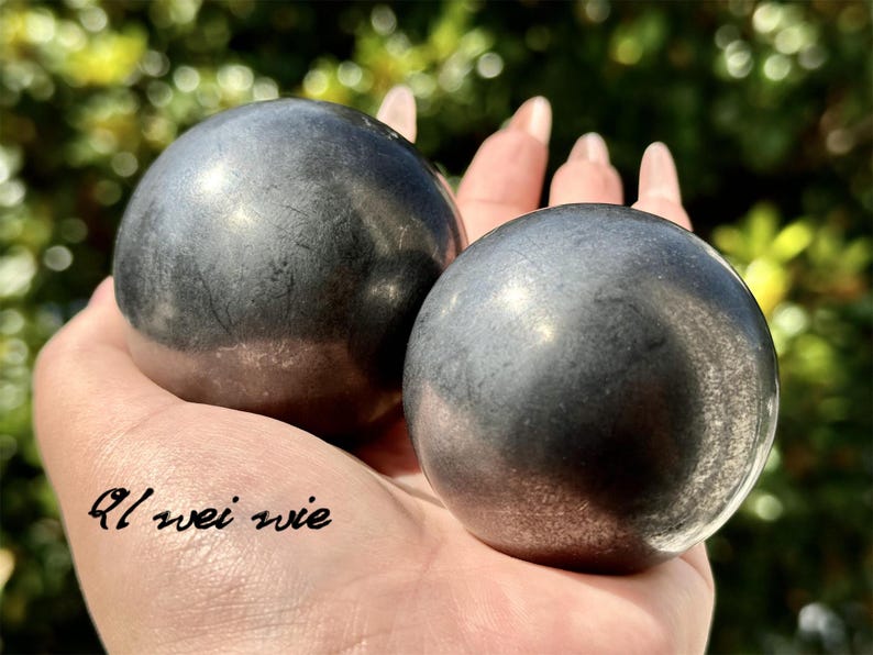 50mm+ Natural Schungite Stone Sphere,Quartz Crystal,Crystal Ball Carving,Reiki Healing Crystal,Home Decor,Energy Crystal,Crystal gifts 1PC