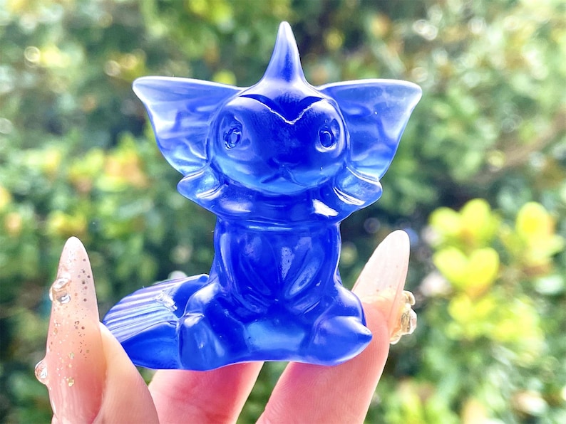 2.2" Blue Opalite Hand Carved Vaporeon,Crystal quartz Elf,Vaporeon Carving,Energy crystal,Reiki healing,Home Decor,Halloween gifts 1PC