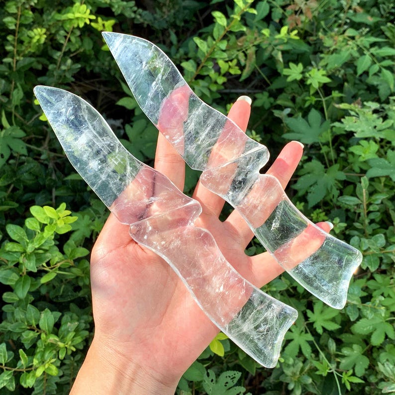 8.2" Natural Clear Quartz Knife,Quartz Crystal Knife Carving,Halloween Gifts,Mineral Specimen,Home Decor,Reiki Healing,Crystal Gifts 1pc