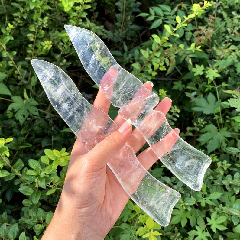 8.2" Natural Clear Quartz Knife,Quartz Crystal Knife Carving,Halloween Gifts,Mineral Specimen,Home Decor,Reiki Healing,Crystal Gifts 1pc