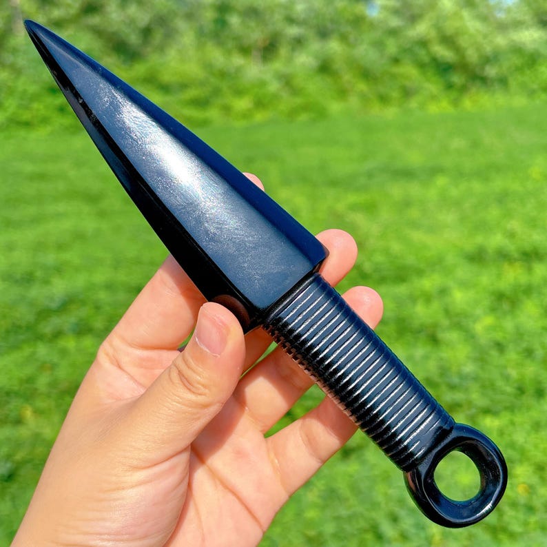 7.8" Natural Obsidian Knife,Crystal Hand-Carved Knife,Quartz Crystal Knife,,Crystal Dagger,Home Decoration,Reiki Healing,Crystal Gifts 1PC