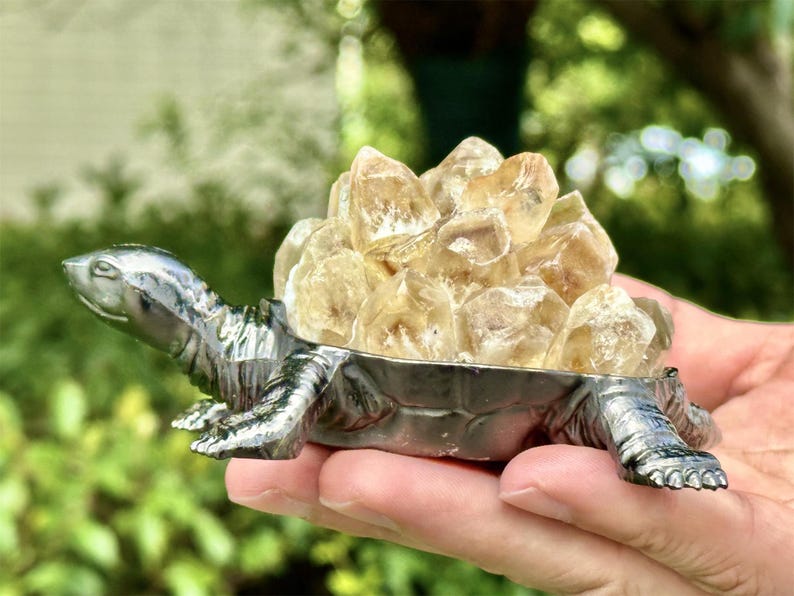 4.6" Natural Citrine Cluster Turtle,Quartz Crystal Turtle,Hand Carved,Energy Turtle,Crystal Vug,Crystal animal,Crystal Gifts 1PC