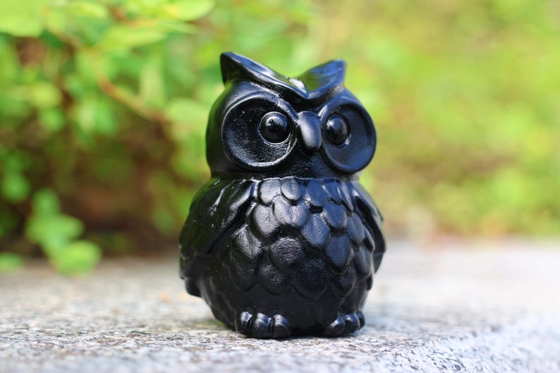 2.1" Natural Obsidian Owl,Quartz Crystal Carved ,Crystal Heal Reiki,Home decoration,Crystal Sculpture,Mineral,Crystal Gifts