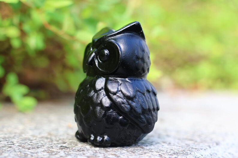 2.1" Natural Obsidian Owl,Quartz Crystal Carved ,Crystal Heal Reiki,Home decoration,Crystal Sculpture,Mineral,Crystal Gifts