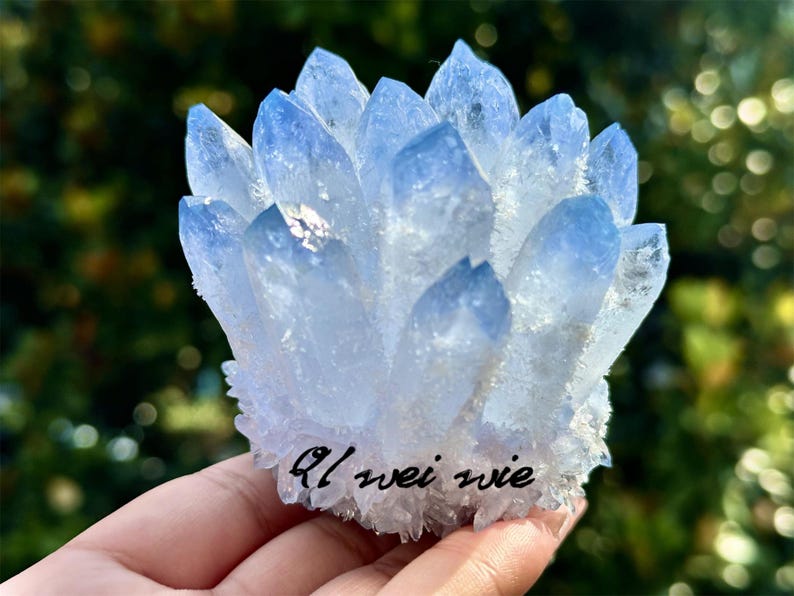 Blue Clear Quartz Cluster，Cluster Crystal，Quartz Point VUG，Mineral Specimen Healing Degaussing Decor Collection，Crystal decoration 1PC