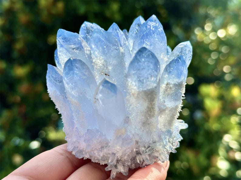Blue Clear Quartz Cluster，Cluster Crystal，Quartz Point VUG，Mineral Specimen Healing Degaussing Decor Collection，Crystal decoration 1PC