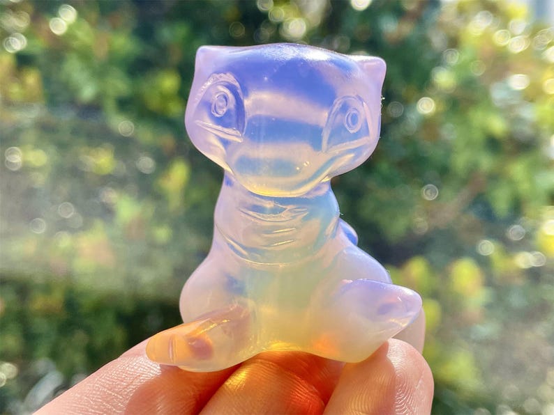 2" Pink Opalite Hand Carved Mew,Crystal quartz Elf,Mew Carving,Energy crystal,Reiki healing,Home Decor,Crystal gifts 1PC