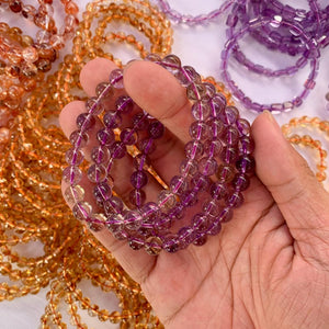 Glamorous 8 mm Ametrine Bead Bracelet - Ametrine Jewelry - Timeless Purple Crystal Jewelry for Women, Protection Bracelet,Energy Bracelet